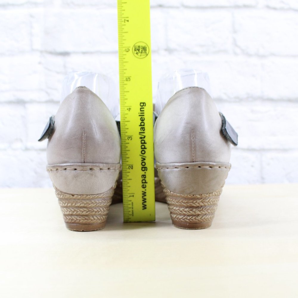 RIEKER Blue Brown Strappy Wedge Heeled Sandals Siz - Picture 8 of 9